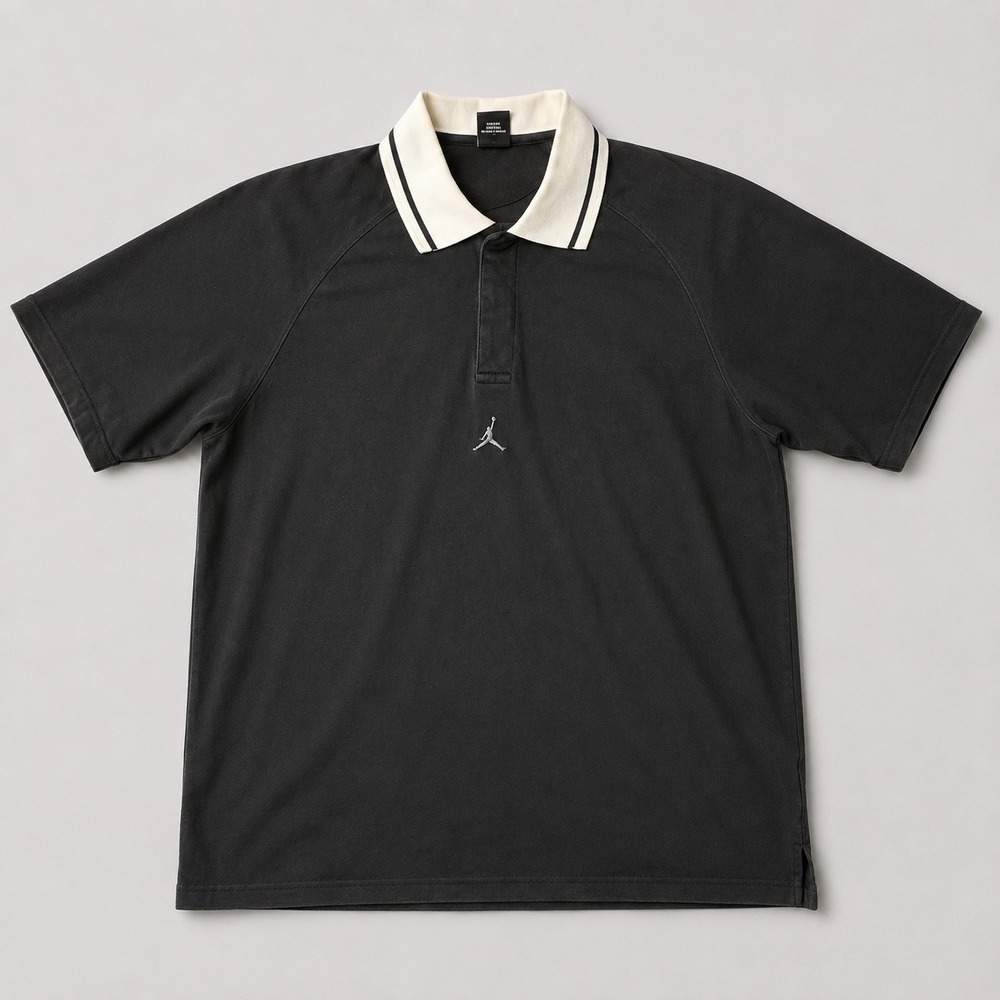 Jordan 20th Anniversary Polo Shirt Mens Medium Black White Jumpman Short Sleeve